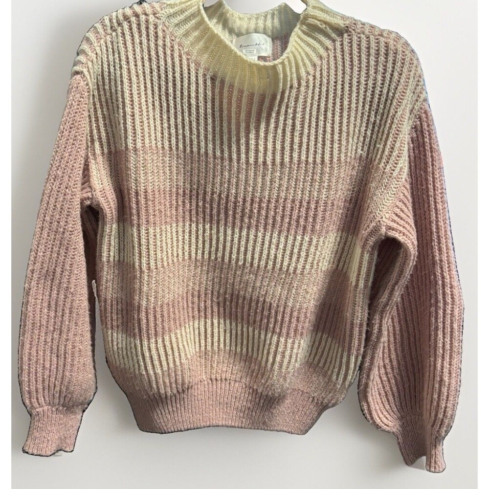 Evereve Line And Dot Size Small Oversized Favorite Sweater Pink Cream